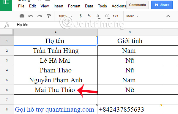 C Ch M S T Tr N Google Sheets M T C Trong Quantrimang