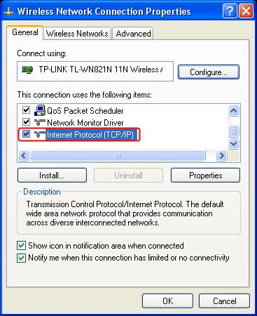 Chọn lại Internet Protocol TCP/IP