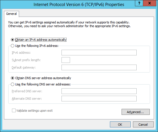 Gán IPv6 thủ công qua Internet Protocol Version 6 (TCP/IPv6) Properties