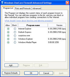 Tính năng Advance Settings trong tường lửa của OneCare