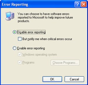Vô hiệu hóa cảnh báo Error Reporting cho Windows