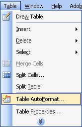 Tabelle / Tabelle AutoFormat