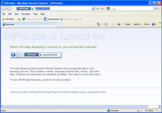IE 8's In Private browsing.