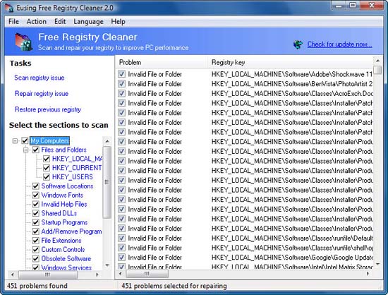 Eusing Free Registry Cleaner