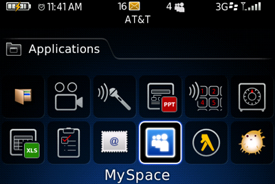 screen shot of MySpace for BlackBerry Icon