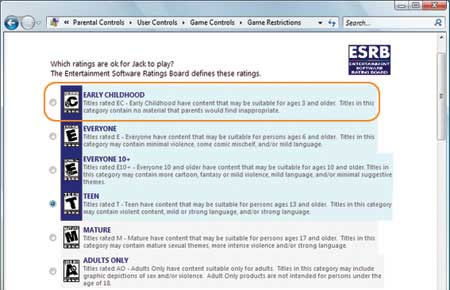 Hình 3: Phụ huynh có thể kiểm soát những gì con trẻ xem, chơi game và thậm chí thiết lập thời điểm có thể sử dụng máy tính.