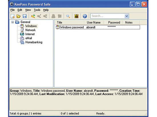 KeePass password manager.