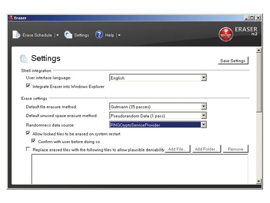 Eraser tool for browser cache.