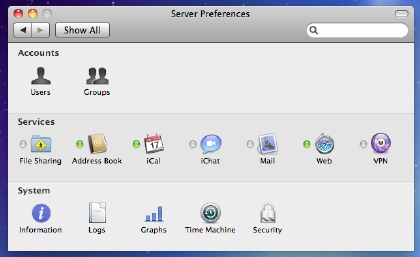 Server preferences pane