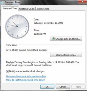 Cấu hình thời gian trong Windows 7 và Windows 2008 R2