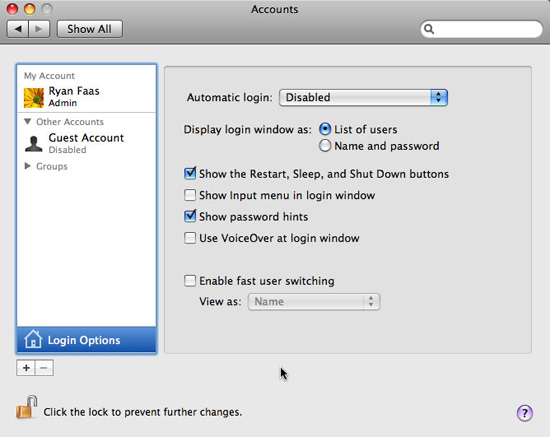 Disable automatic log-in