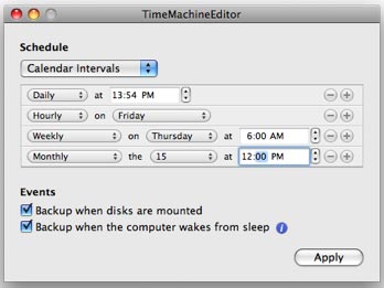 TimeMachineEditor's configuration window gives you a wealth of options.