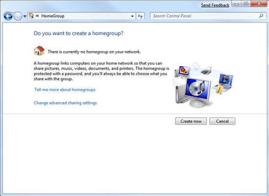 HomeGroup: Create HomeGroup