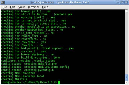 Running the configure script