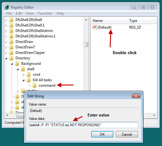 Enter value of registry Key
