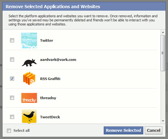 fb- - applications remove