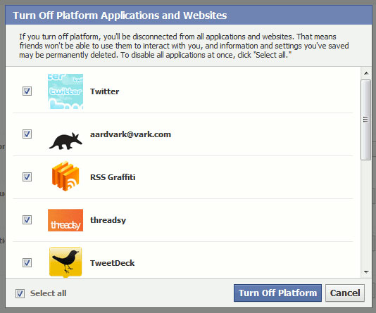 fb- - applications turn off