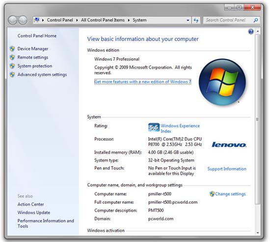 System Info window; click for full-size image.