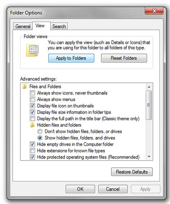 Folder Options; click for full-size image.