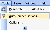 ToolsAutoCorrect Options…