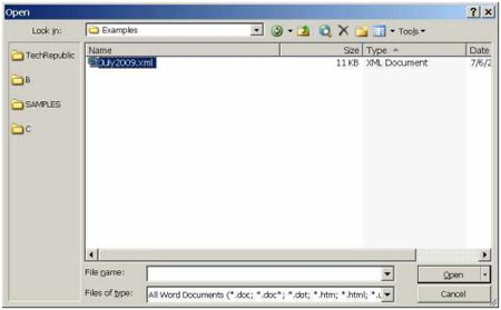 Thủ thuật tạo file XML trong Word 2003