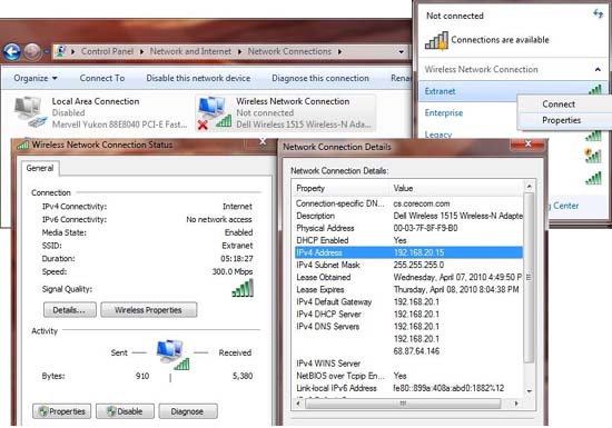 verify client TCP/IP settings