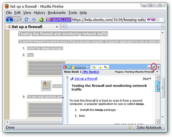Thêm Note vào Zoho Notebook trong Firefox