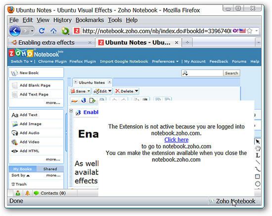 Thêm Note vào Zoho Notebook trong Firefox