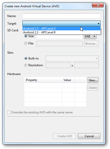 Tạo thiết bị ảo mới cho Android