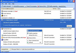 Chức năng Uninstall this program trong AU.