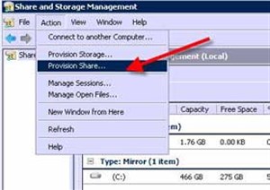 Công cụ Share and Storage Management của Windows 2008