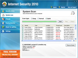Hướng dẫn xóa bỏ phần mềm giả mạo Internet Security 2010