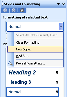 Formatting of selected text 