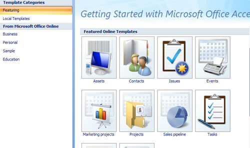 Hình 3: Tạo cơ sở dữ liệu từ Templates