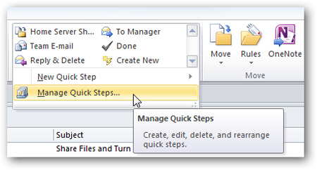 Tạo và quản lý Quick Steps trong Outlook 2010