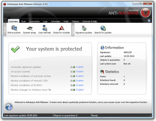 Miễn phí bản quyền Ashampoo Anti-Malware 1.21 trong vòng 180 ngày