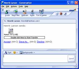 Virus thường lây lan qua những file gửi từ IM.