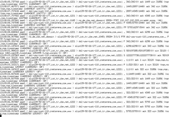 Kết quả khi chạy tcpdump