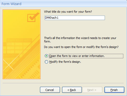 Bài 12:Thiết kế Forms trong Access 2007