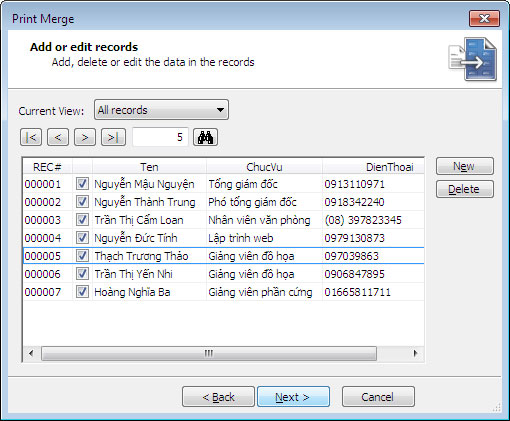“Mail Merge” trong CorelDRAW