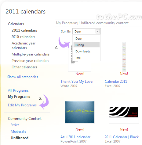 Download các mẫu lịch 2011 mới nhất từ Microsoft