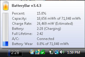 Giao diện của BatteryBar