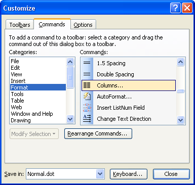 Customize / Commands
