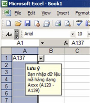 Kiểm tra nhập liệu trong Excel