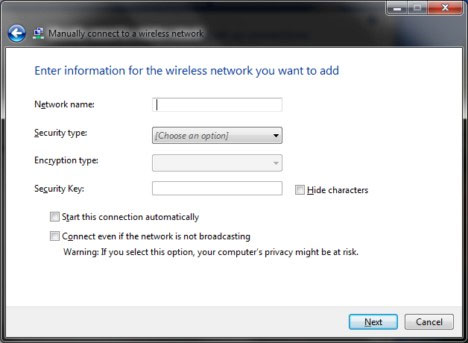 Kết nối máy tính Windows 7 vào mạng Wifi ẩn