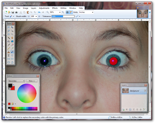 Xóa bỏ hiệu ứng mắt đỏ trong ảnh với Paint.NET