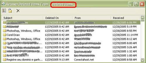 Tất cả các messages trong thư mục Deleted Items