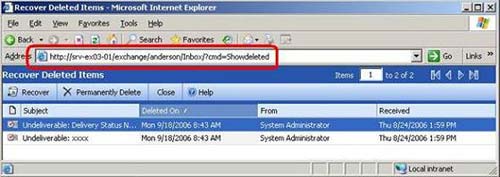 Khôi phục các phần tử bị xoá (Recovering Deleted Items)