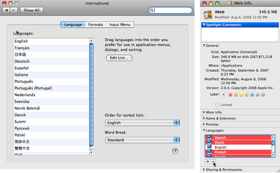 Manually removing languages