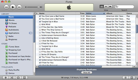De-duping in iTunes